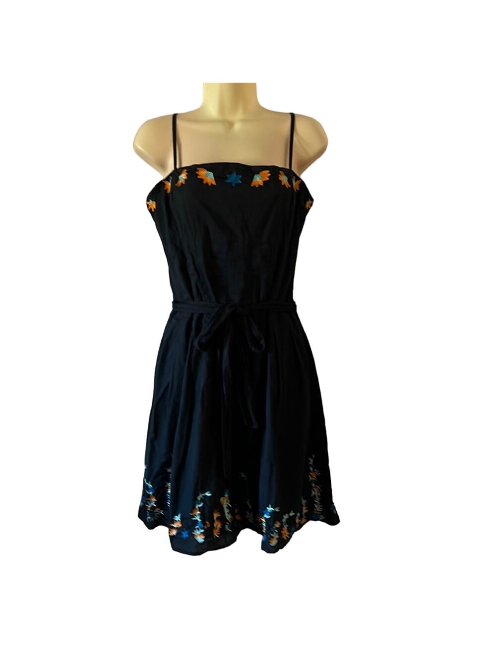 BCBGIRLS Black Cotton Embroidered Sundress Woman Size 10 Summer
